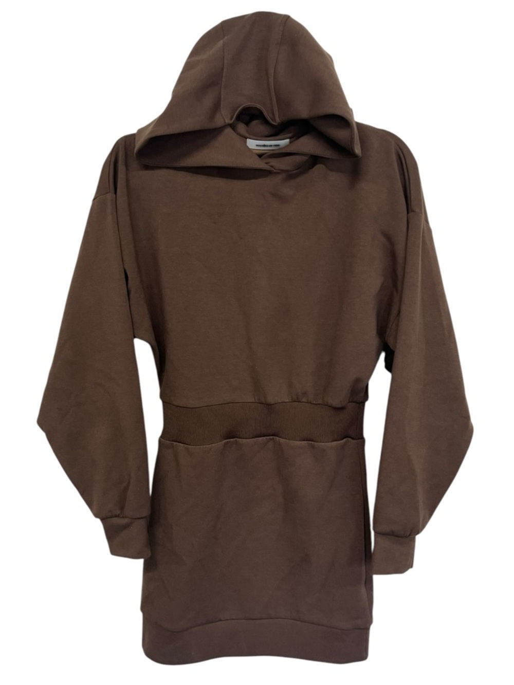 Manière de voir | Brown Ribbed Cuff Long Sleeve Hoodie Pull Over Mini Dress 4‎
